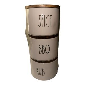 Rae‎ Dunn Spice BBQ Rub Stackable Canisters Wood Lid Farmhouse Decor